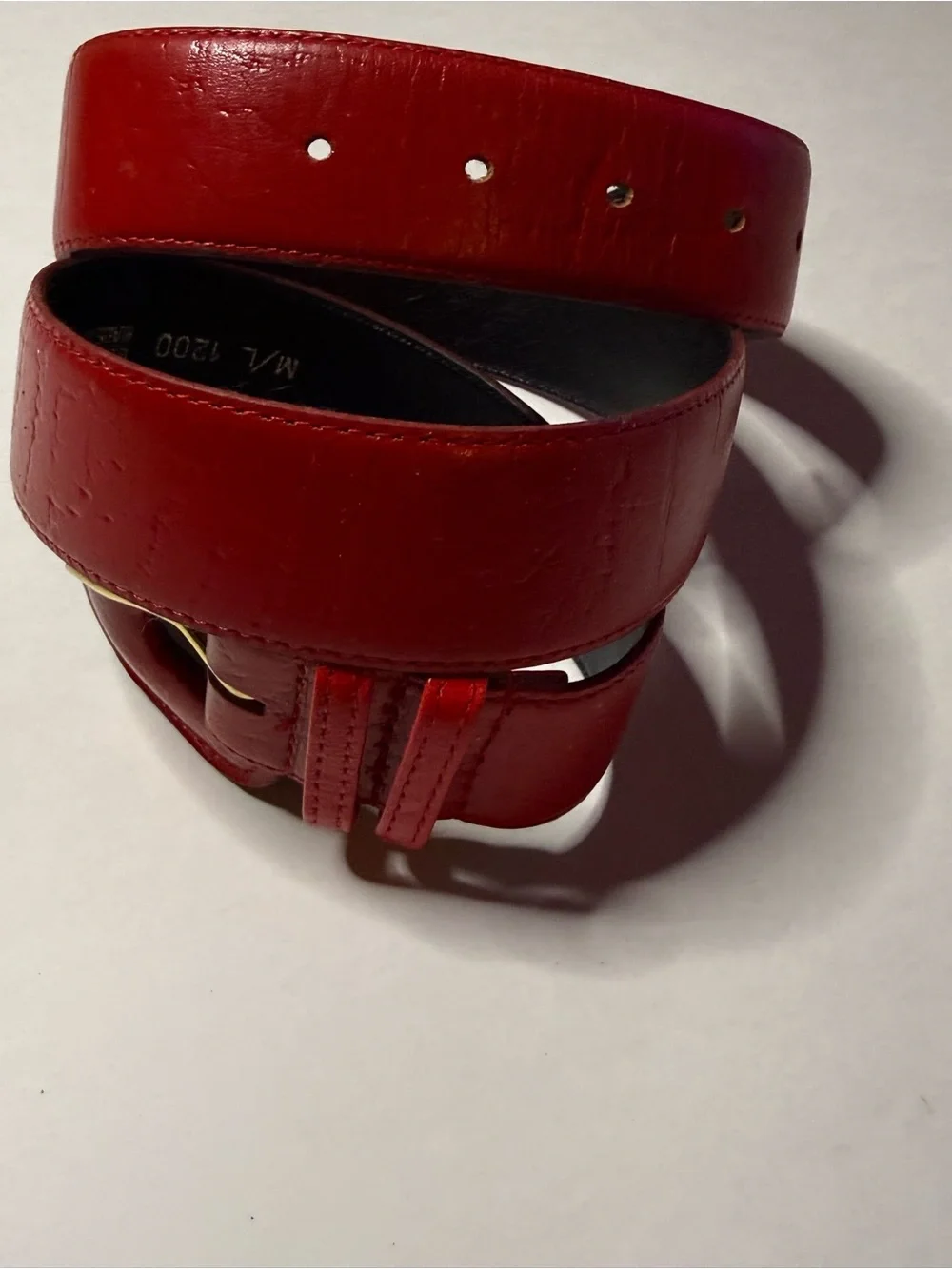 Vintage Leather Red Waist Belt - Women's Accessory
